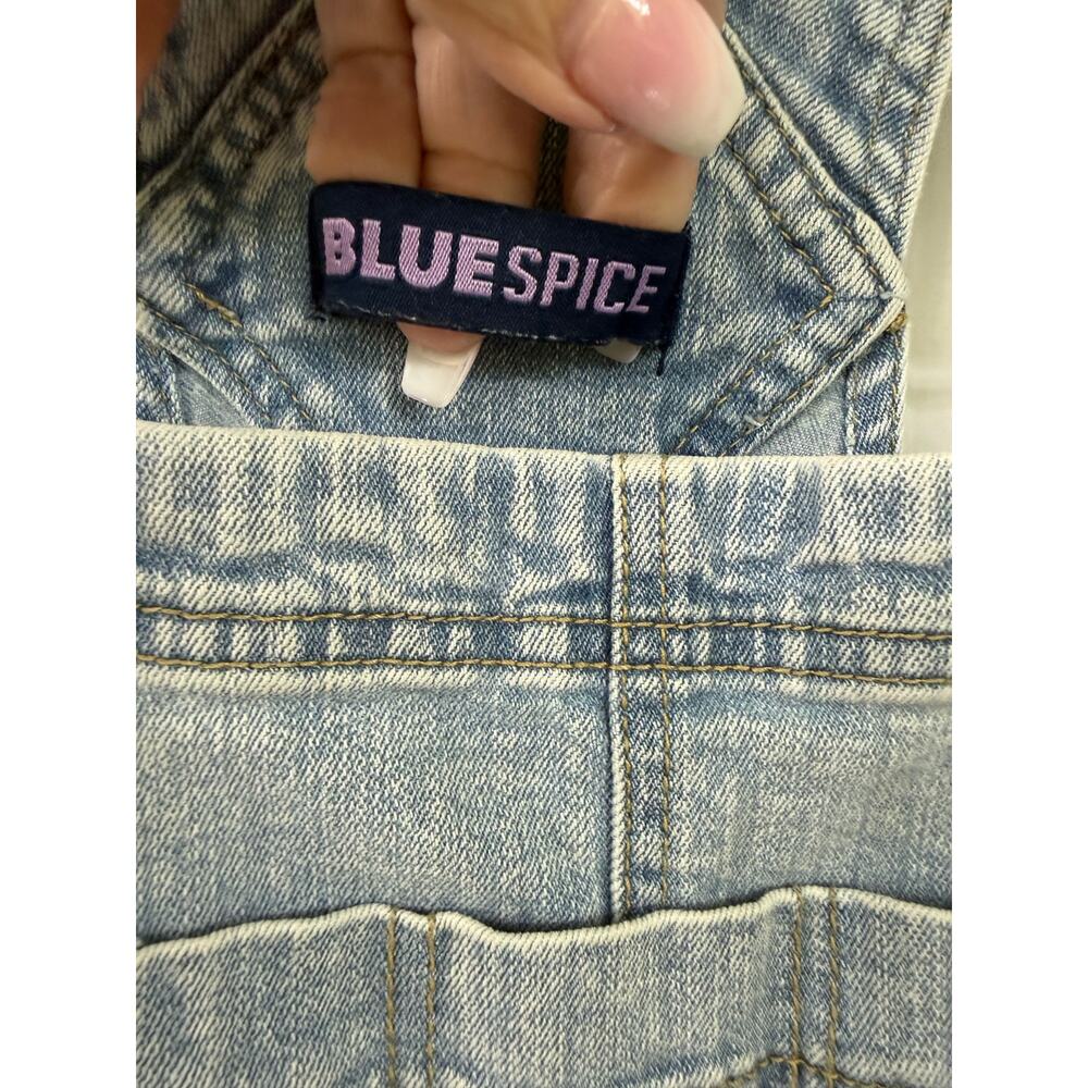 Bluespice overalls bibs Blue Spice Denim Jean Skinny Distressed Light Blue 5 - Picture 6 of 7